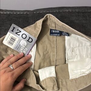 Izod Beige Flat Front Pants